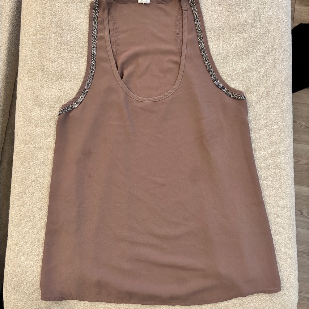 LAWLESS Brown Tank Top with Rounded Neckline